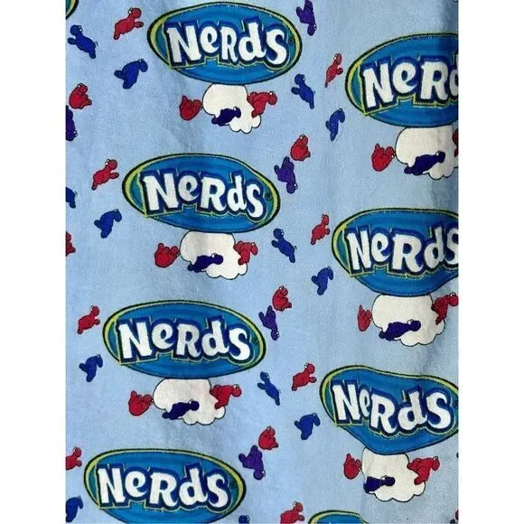 Nerds blue men’s cotton short sleeve funky button down shirt size S - Picture 4 of 6
